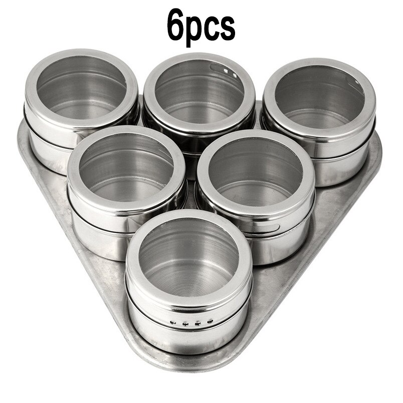 Magnetic Spice Jars Set Container With Labels Stickers Seasoning Bottle Pepper Storage Tin Seasoning Pot Kitchen Seasoning Tool: as photo B