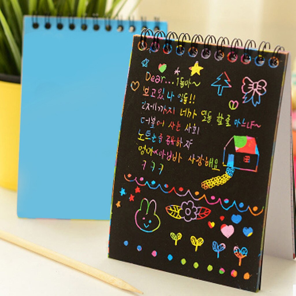 10 Pages Magic Color Scratch Art Paper Children&#39;s DIY Black Scratch Painting Kid&#39;s Colorful Free Graffiti Painting Scratch Book