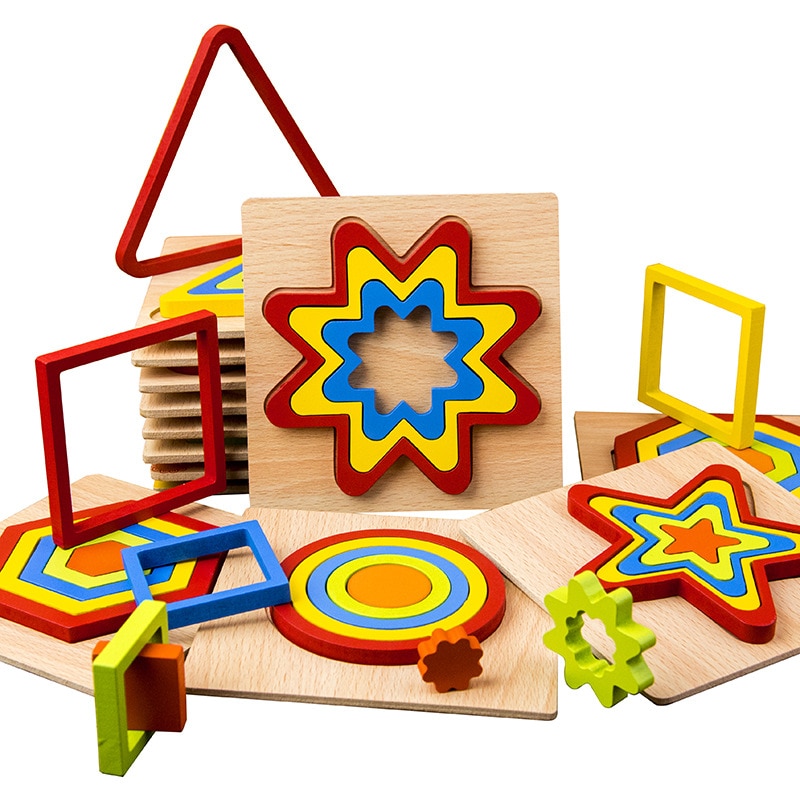 Forma Cognizione Bordo Bambini di Puzzle di Puzzle Giocattoli Di Legno Per Bambini Giocattolo Educativo Del Bambino Montessori Apprendimento Partita Giocattoli Dei Mattoni