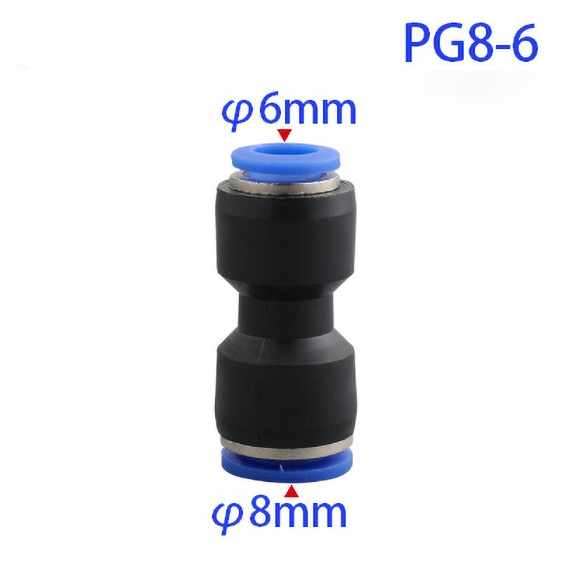 Pu Pneumatic Fittings Plastic Connector PG 4mm 6mm 8mm 10/12/14mm 16mmAir water Hose Tube Push in Straight Gas Quick Connectors: PG 8-6mm