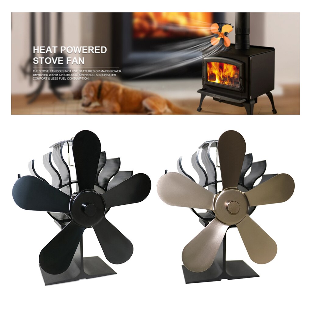 Heat Powered Fan 5 Blade Heater Fans Aluminium Silent Eco-friendly for Wood Log Burner