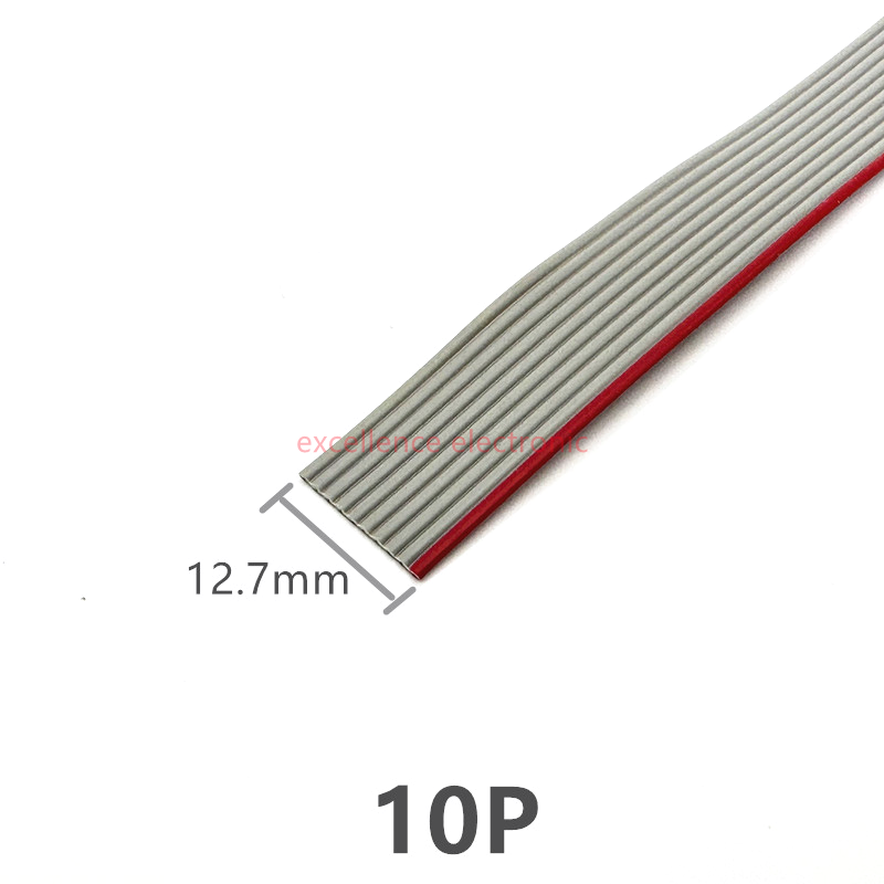 1/2/5/10Meter 6P/8/10/14/16/20/26/30/34/40/50/60 Pin 1.27Mm Pitch Grijze Platte Lintkabel 28 Awg draad Voor 2.54Mm Fc Idc Connector