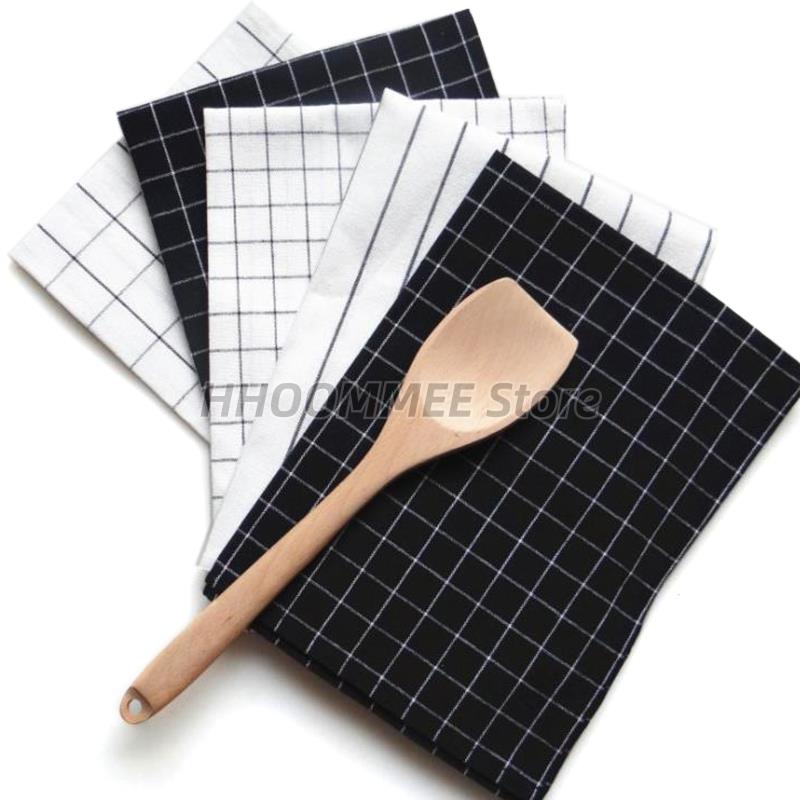 1X Katoenen Servet Keuken Handdoek Theedoek Schoonmaakdoekje Theedoek Gedrukt Duurzaam, 40X60Cm Puur Katoen Streep Plai