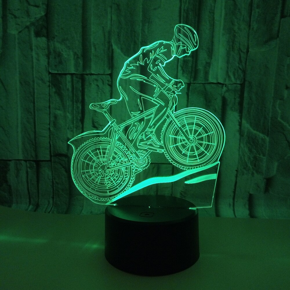 Mountainbike 3d lampe syvfarvet touch 3d led visuelle bordlamper ridecykel natbord moderne bordlampe