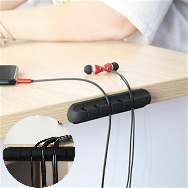 Desk Cable Winder Silicone USB Cable Winder Flexible Cable Management Clip Cable Holder Earphone Mouse Cord Phone Line Organizer