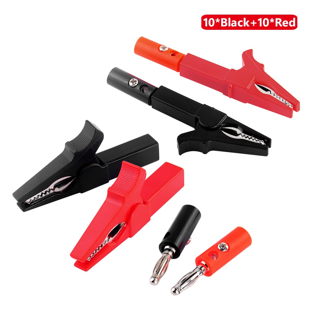 Batterij Test Clip 55MM Alligator Clip Met Banana Plug 4mm Multimeter Pen Kabel Probes Krokodil Clip Batterij Auto auto: 10 Sets
