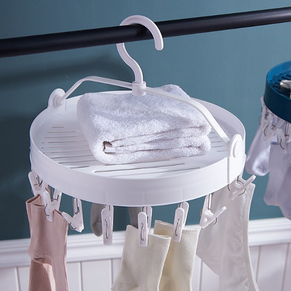 18 Clips pliable vêtements étendoir 360 degrés rotation coupe-vent étendoir porte-chaussette pince à linge chaussettes sous-vêtements maison cintre