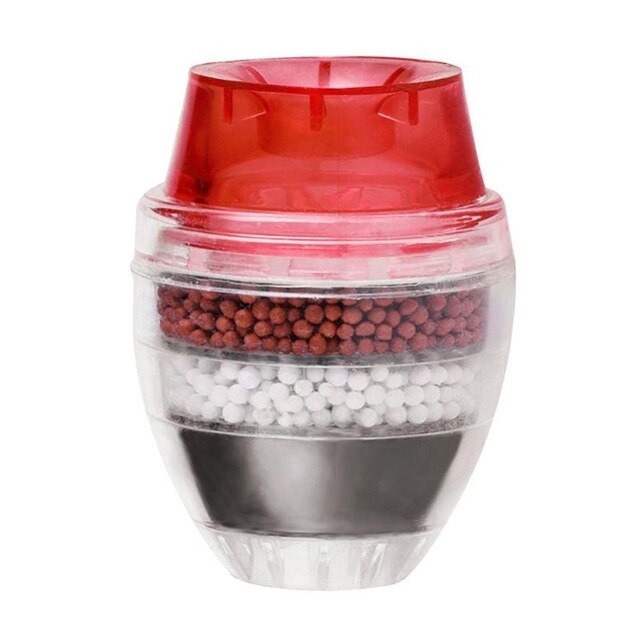 Kitchen tap water filter purifier kitchen faucet activated carbon water filter round faucet filter: Red