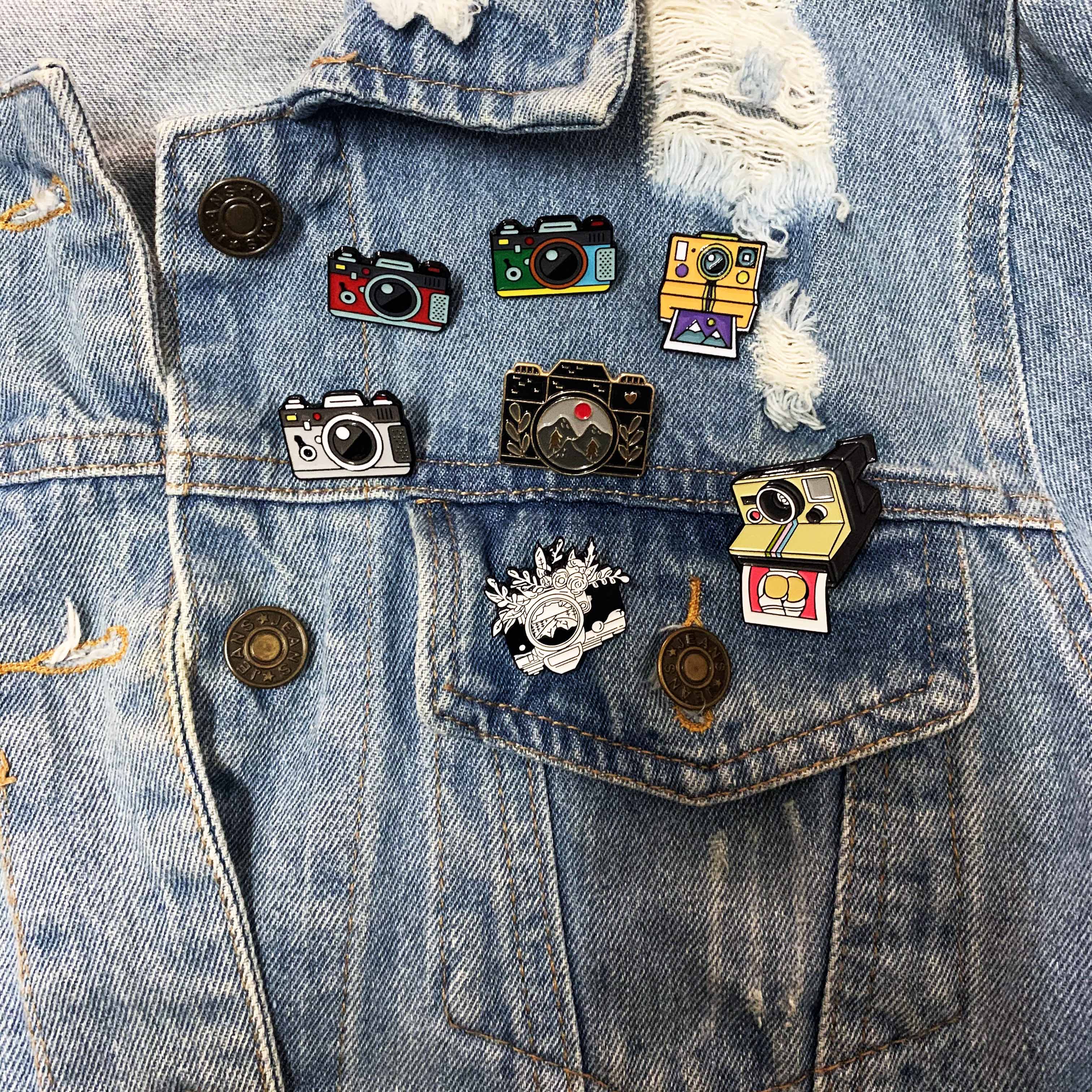 Multi Camera Ontwerpen Badges Lichtmetalen Emaille Label Pinnen Mode Foto Schieten Emaille Pin Cool Hoed Kleding Broche Accessoires