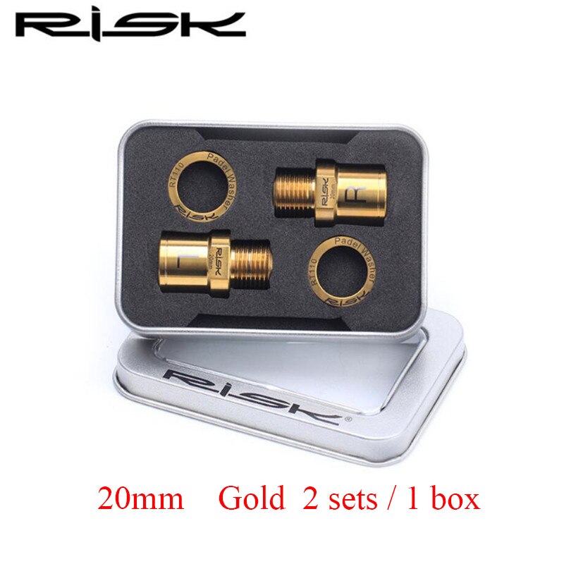 RISICO Titanium Fiets Pedaal Verlengen Bouten Axiale Core MTB Mountain Road Pedaal Lager Extender Axiale Converter Pedaal Extension: 20mm Gold