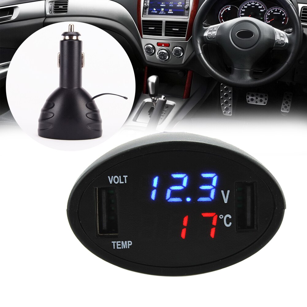 3in1 Voltage Gauge Sigarettenaansteker Accessoire Digitale Led Auto Voltmeter Thermometer Auto Usb Lader 12V/24V Temperatuur meter