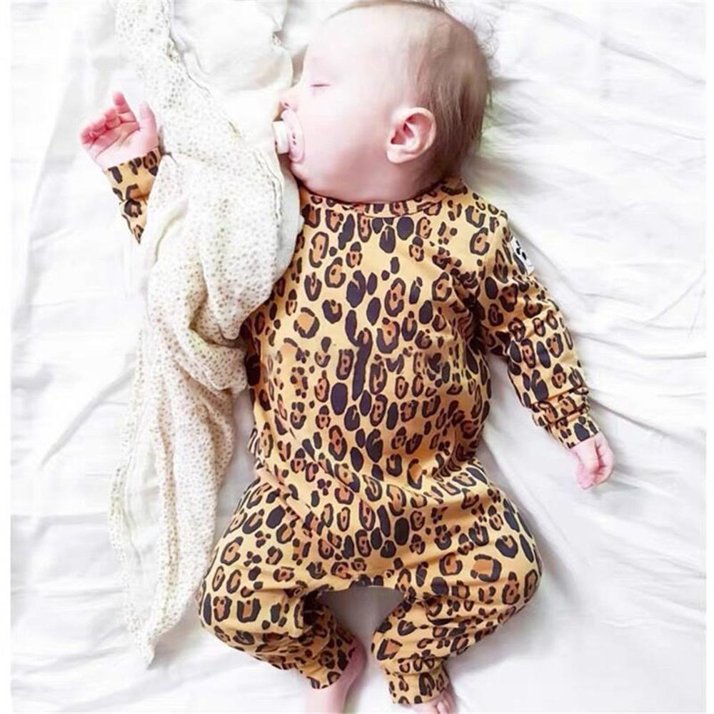 Baby drenge piger romper nyfødte baby tøj bomuld langærmet leopard print jumpsuit spædbarn toddler outfits