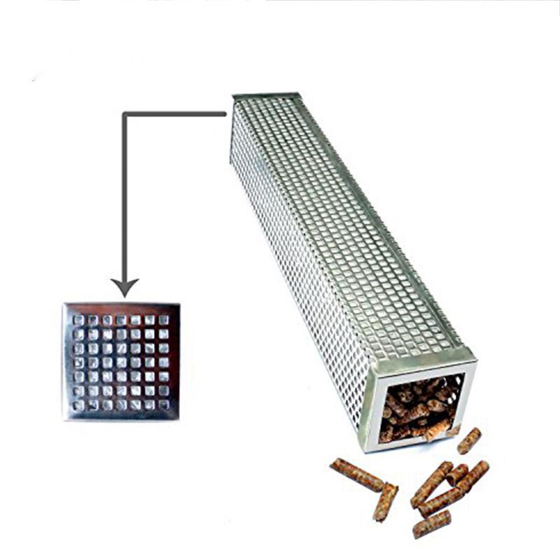 Square 6/12 inches BBQ Wood Pellet Smoker Tube Stainless Steel Smoke Generator Mesh Pipe for Grill or Cold Smoking