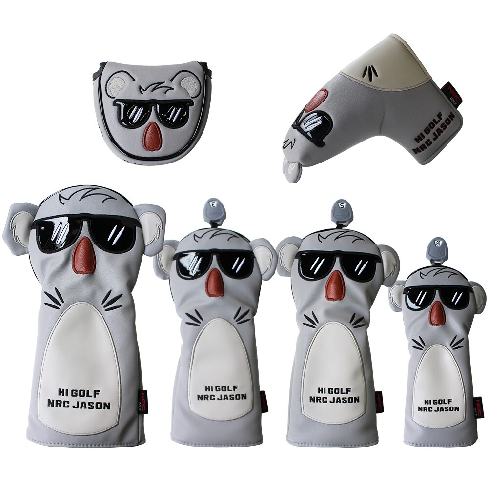 golf Headcover koala Stlye osłona główki kija golfowego dla kierowcy farwater hybrydowy miotacz PU skórzany ochraniacz