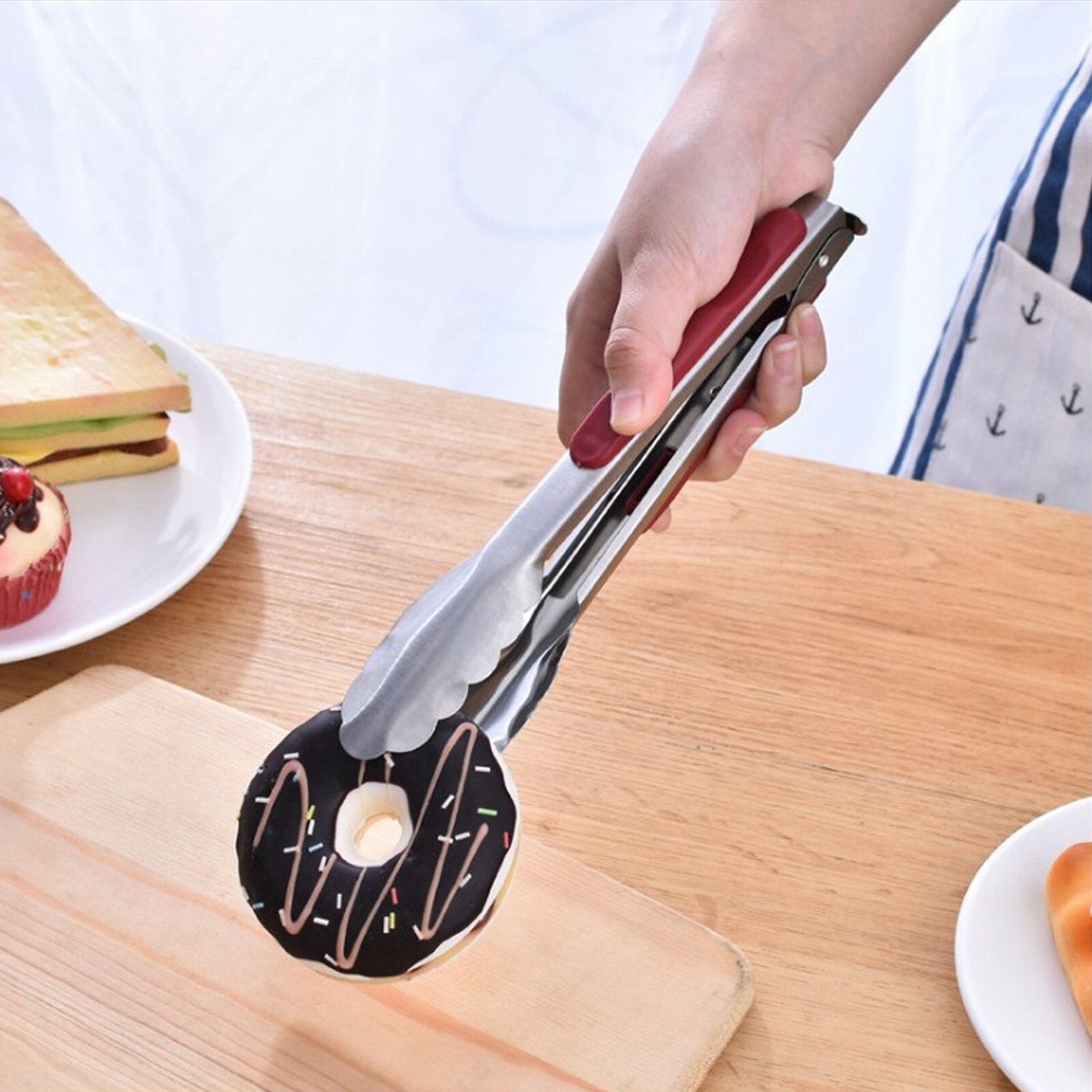 9/11.4/13.7inch Stainless Steel Food Tongs Kitchen Utensils Buffet Cooking Tool Anti Heat Bread Clip Pastry Clamp Barbecue Tong