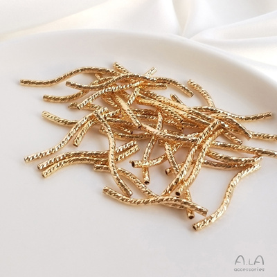 10 Teile/satz 14k Gold Beschichtung Nie Verblassen schneiden Facette Gebogene Rohr S-Förmigen Rohr DIY Handgemachte Armbinde Schnur schmuck Zubehör: S- 35mmx2mm 10stck