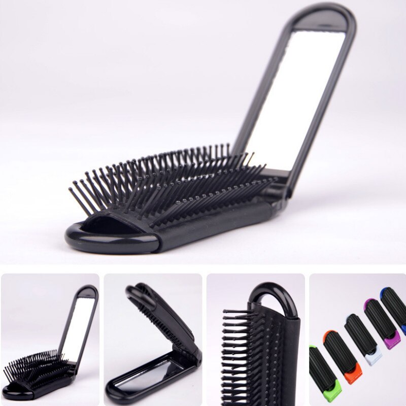 11*4.2cm pettine da viaggio per borsa tascabile pettini da viaggio professionali spazzola per capelli pieghevole portatile con specchio compatto