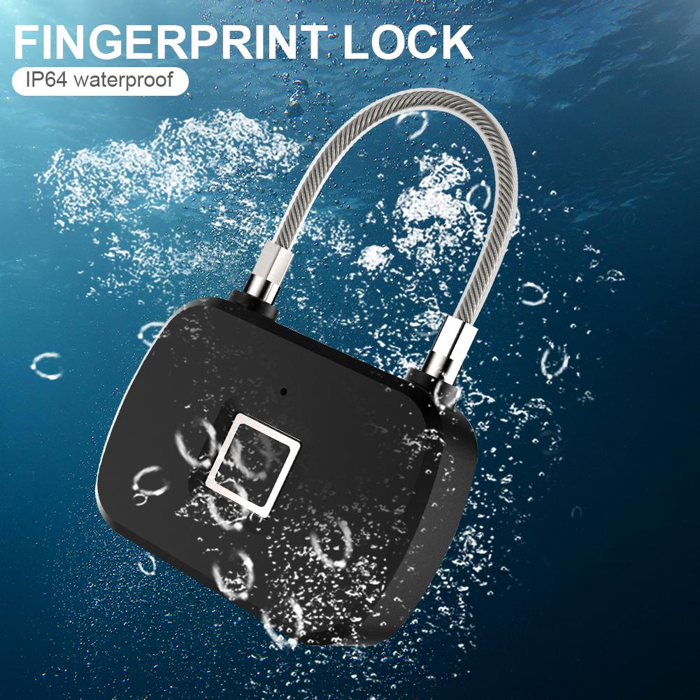 Smart Lock Fingerprint Outdoor Luggage Lock Bag Padlock with Metal Waterproof Suitable for Gym School Locker Travel Luggag