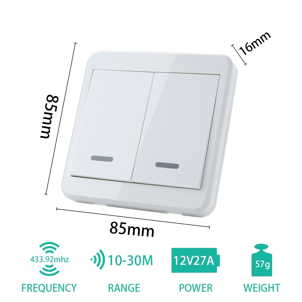KTNNKG 433 MHz télécommande universelle sans fil 86 panneau mural émetteur RF avec 1 2 3 boutons pour interrupteur d'éclairage de la maison