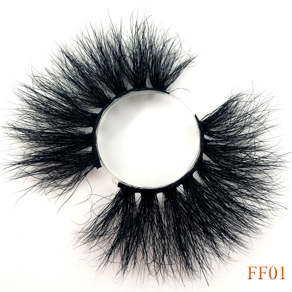100% cils de vison 25mm cils moelleux en désordre 3D faux cils dramatiques longs cils naturels gros maquillage cils de vison: FF01