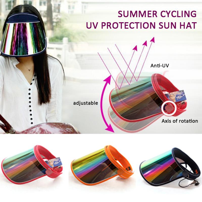 Women Summer Sun Protection Ultraviolet Sun Visor Hats Transparent Plastic Sunshade Hat Face Shield Outdoor Travel Beach Caps