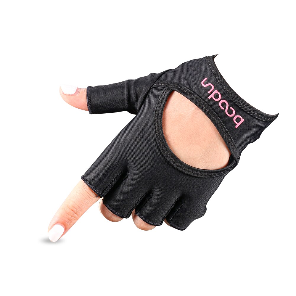 Guantes de gimnasio para entrenamiento de culturismo, guantes deportivos para levantamiento de pesas, guantes antideslizantes para mujer, guantes de Yoga de Color rosa: black ML