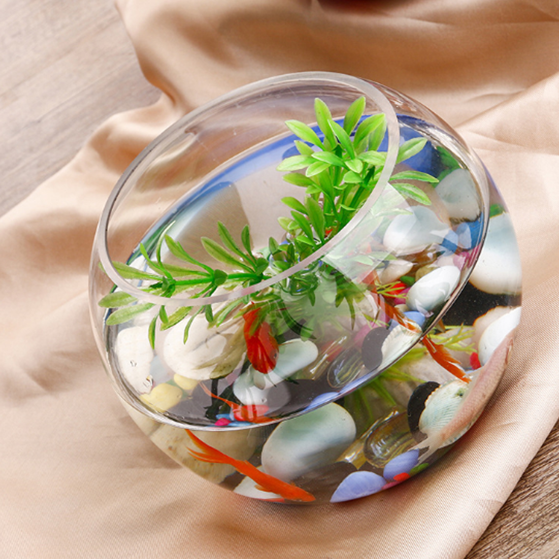 Pecera de acuario redonda de vidrio esférico PETFORU para la decoración del hogar de los peces Betta Pet suministra productos para mascotas peces vivos