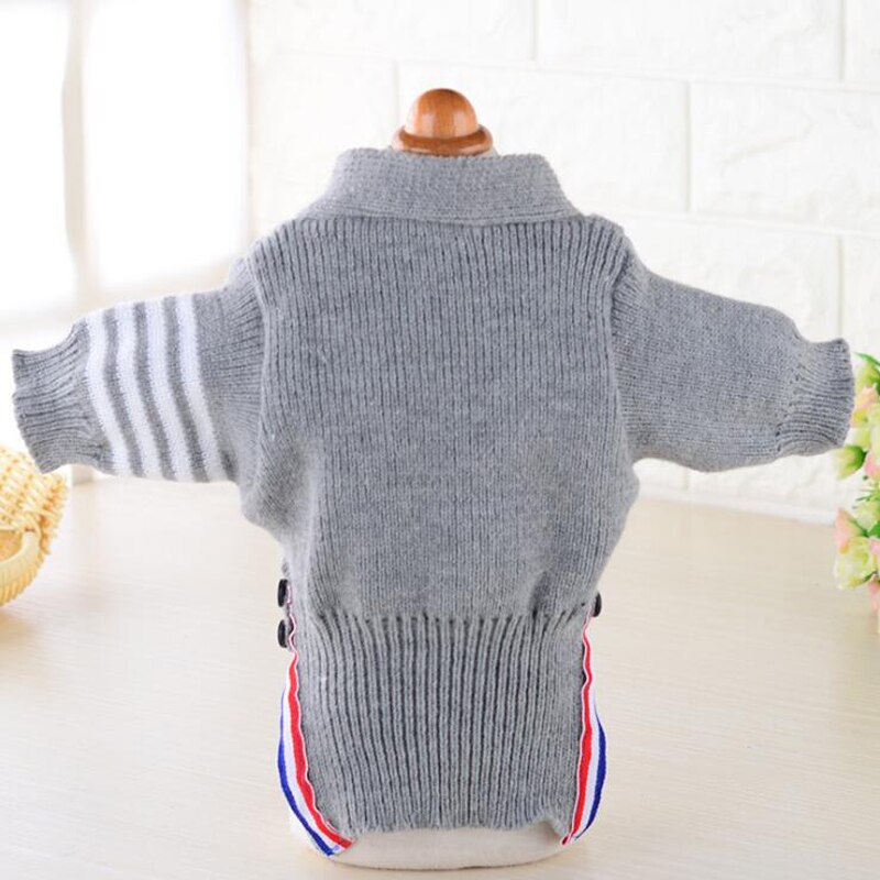 Streep Hond Vest Truien Jas Met Button Herfst Winter Honden Bat Shirt Kleding Britse Stijl Kat Truien Voor Chihuahua