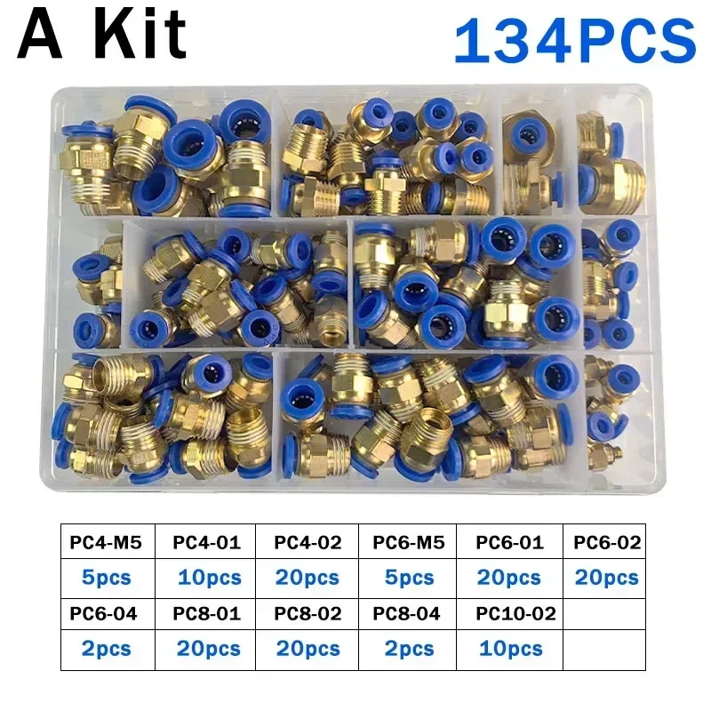 PC Series Boxed 4mm 6mm 8mm 10mm 12mm Air Joint Connectors Hose Tube Pneumatic Fittings 1/4 1/8 Push in Quick Release Couplings: Transparent
