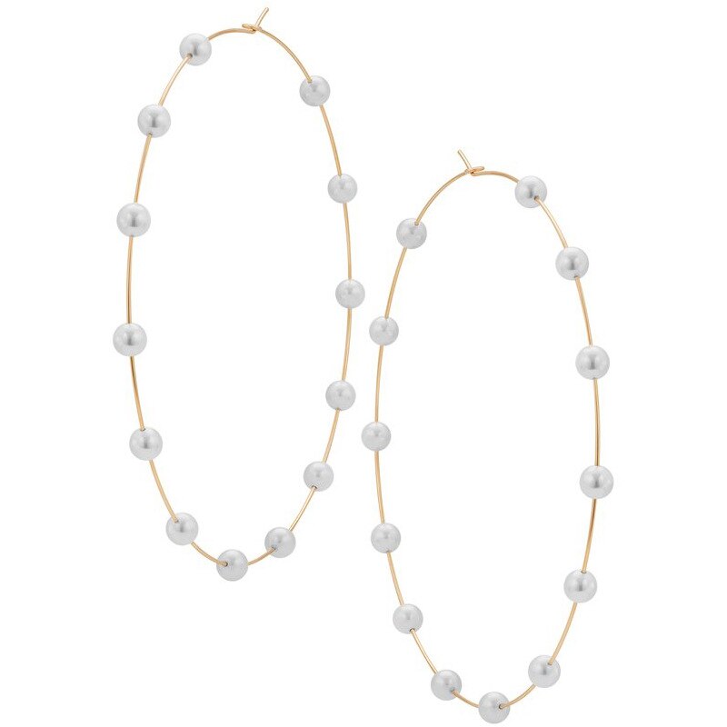 Parel Ronde Cirkel Oorringen Elegante Gold Brincos Verklaring Wedding Engagement Sieraden Voor Party Beste Vriend G0821: Goud