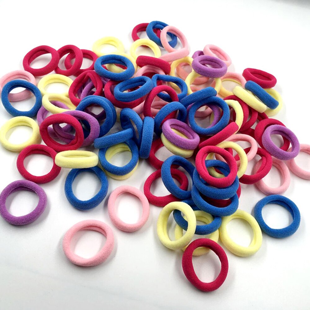 100 unids/lote alto estiramiento sin costura toalla lazo cabello elástico Color caramelo banda para el cabello reutilizado anillo para niñas sombreros