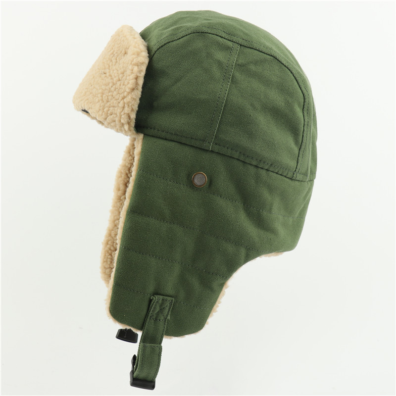 Winter Bomber Hats Earflap Russian Ushanka with Goggles Men Women's Trapper Pilot Hat Faux Berber Fleece Thermal Snow Caps: Green