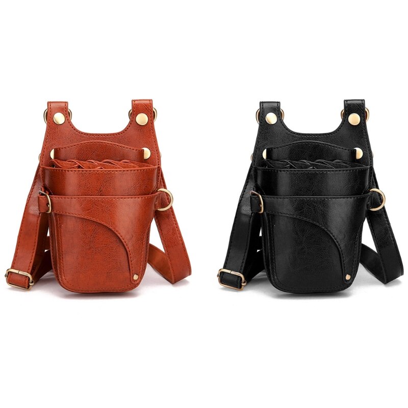 Draagbare Pu Lederen Schaar Tas Met Riem Haar Stylist Pocket Kappers Tool Pouch Voor Kappers