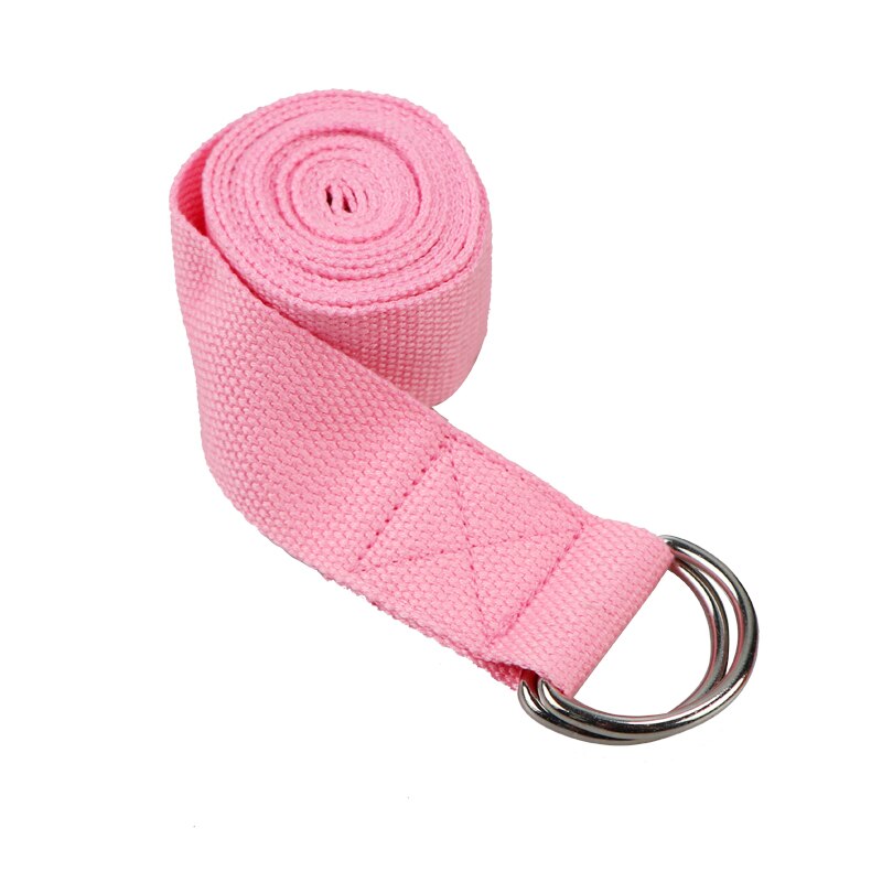 Adjustable Sport Stretch Strap D-Ring Belts Gym Waist Leg Fitness Yoga Belt: Pink