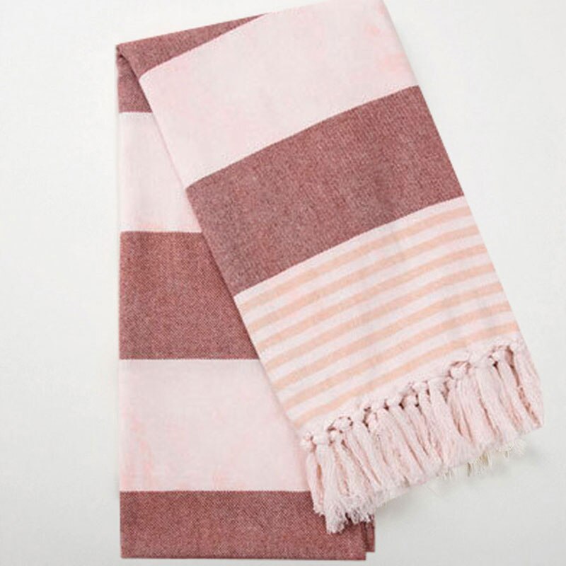 Gestreepte Katoenen Turkse Sport Badhanddoek Met Kwasten Reizen Gym Camping Bad Sauna Beach Gym Zwembad Deken Absorberende Easy Care: Coffee
