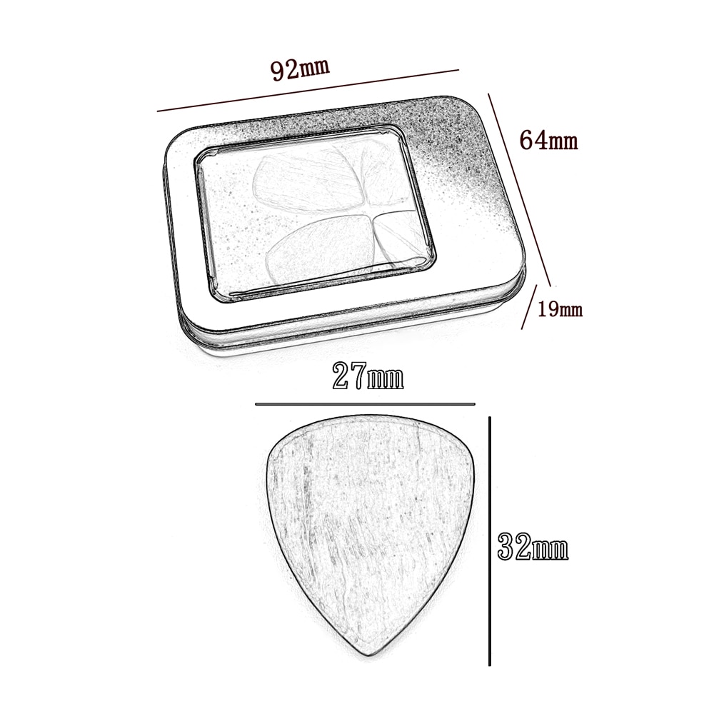 Guitar Picks Iron Pick Box Holder Collector with 4pcs Different Wood Picks Mediator for Guitar Accessories & Parts guitar tool