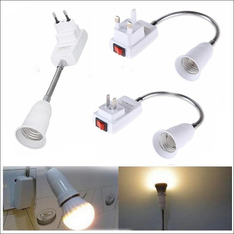 Portalámparas E27, Flexible, extensión y conversor de adaptador de enchufe de rosca + enchufe para UE/EE. UU./Reino Unido