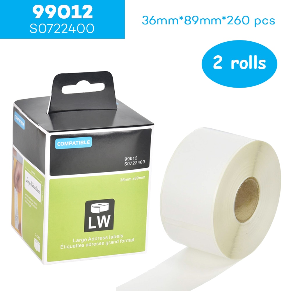 Cidy 2 ruller 99012 til dymo labelwriter 450 labelprinter label maker bånd adresse mærkat 89mm*36mm label writer plast