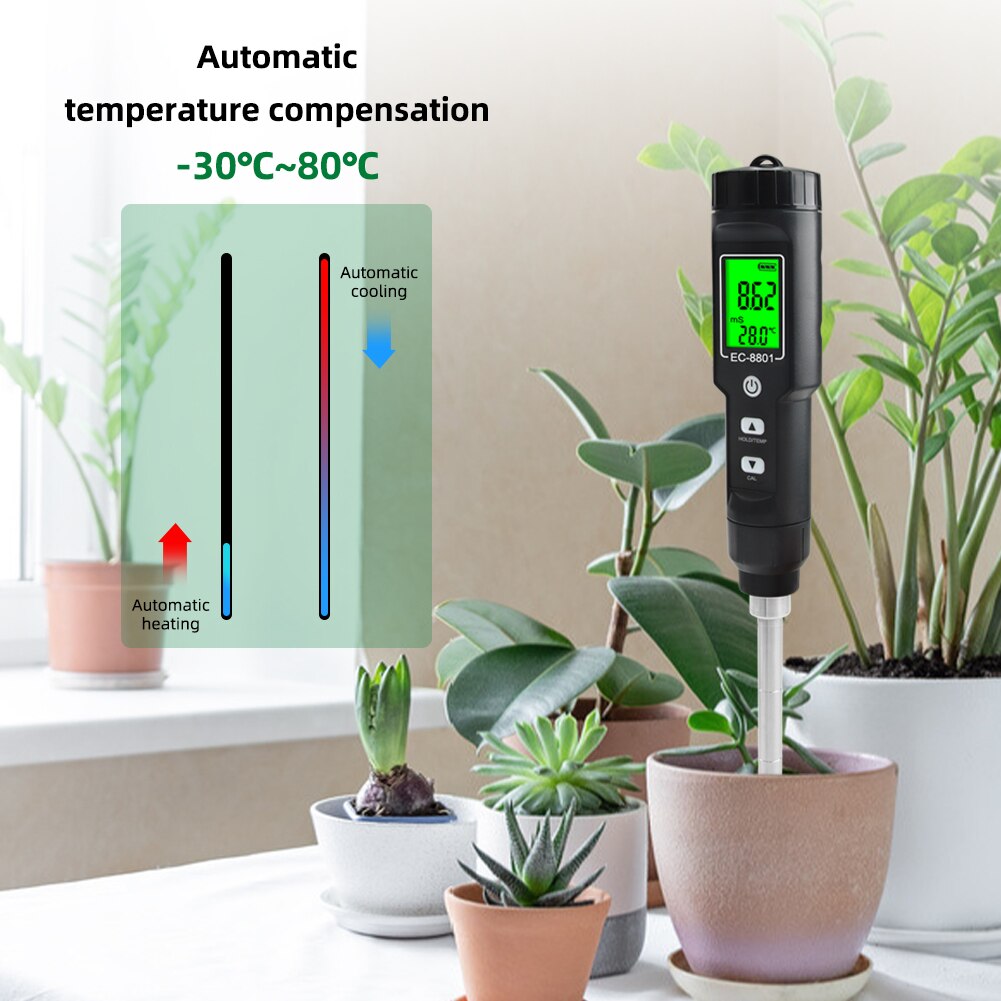 Digital Waterproof EC Soil Tester Temperature Meter Automation Measurement Instrument Analysis for Testing Garden Farm Planting