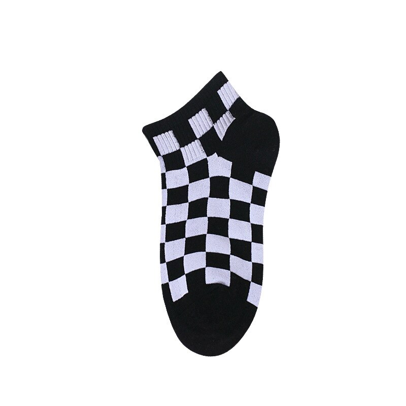 Calcetines tobilleros de algodón estilo Harajuku para mujer, medias cortas con cuadros geométricos, de estilo Hip Hop, para chica