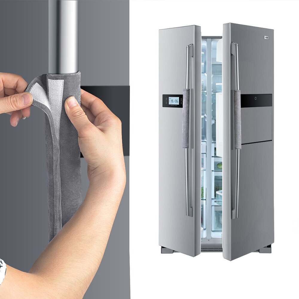 2 stk køleskab fløjl dørhåndtag betræk dekor håndtag køkken skridsikre beskyttelseshandsker til køleskab ovn holde fingeraftryk