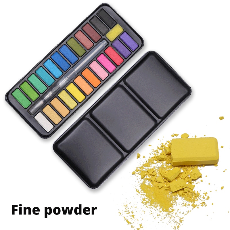 CHENYU 12/18/24 Colors Solid Watercolor Paint Set Portable With Water Brush Drawing School Acrylic Art Supplies