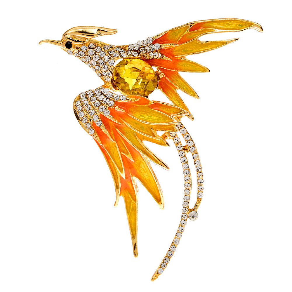 Cindy xiang 2022 emalje farverige fugl brocher rhinestone dyr pin smykker: Gul