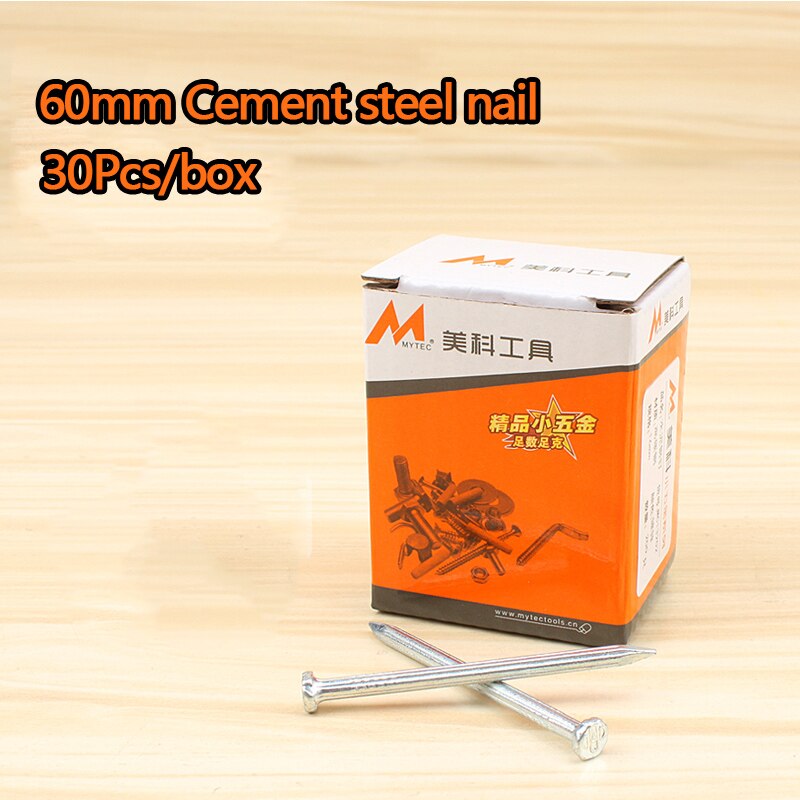 Clavos de acero para cemento, herramientas especiales de cabeza redonda de alta resistencia, clavos de hierro para pared de ladrillo y hormigón, 16-100mm: 60mm 30pcs box