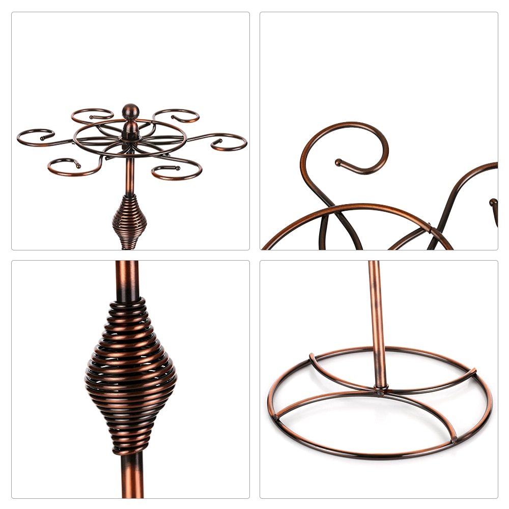 Cremagliera di Vetro di vino del Metallo Freestanding Da Tavolo Calici Rack di Stoccaggio Supporto di Tazza di Vetro di Vino con 6 Ganci Utensili Da Cucina