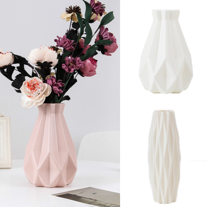 Blume Vase Dekoration Hause Kunststoff Vase Weiß Nachahmung Keramik Blumentopf Blume Korb nordisch Dekoration Vasen für Blumen