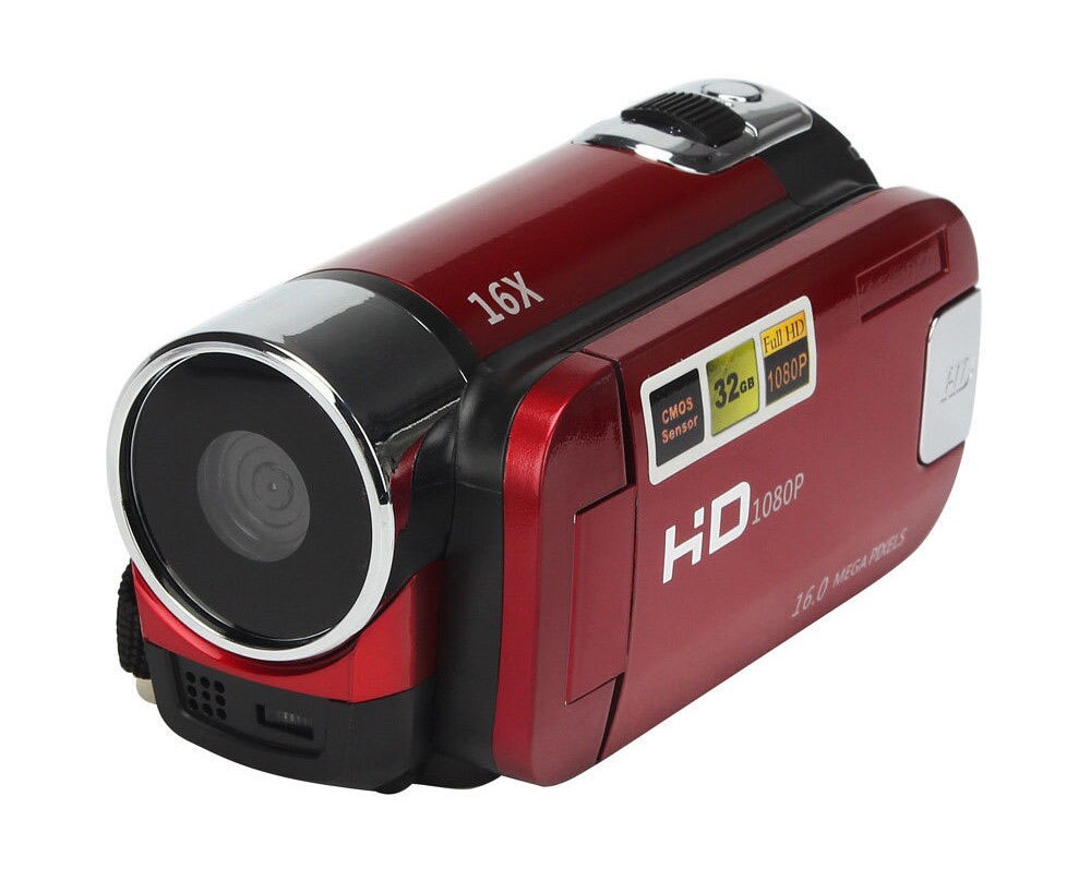 HD 720P Video Camera Professional Digital Camcorder 2.7 Inches 16MP High Definition ABS FHD DV Cameras 270 Degree Rotation: Rosso