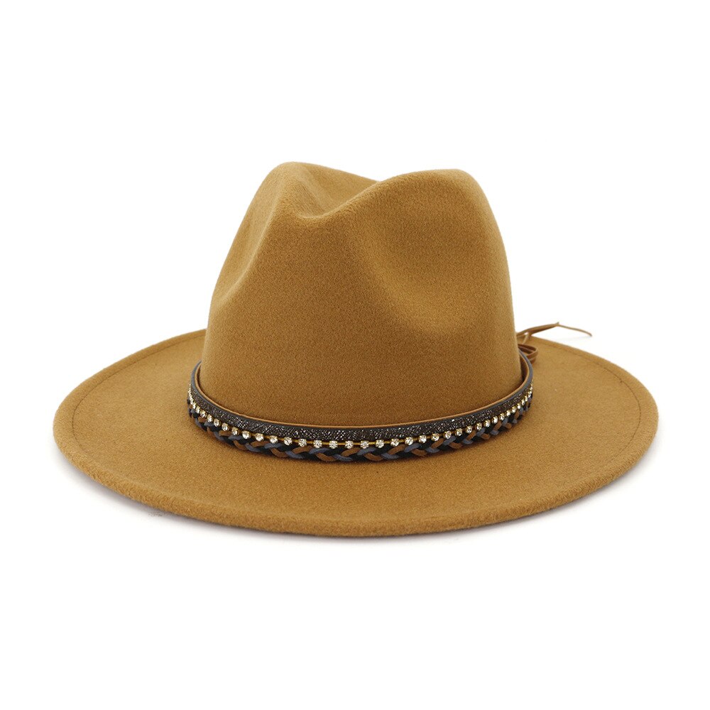 Vrouwen Samenpersbare Wolvilt Outback Herfst Hoed Panama Hoed Brede Rand Met Riem Emmer Hoed Mannen Bob Chapeau Sombrero AD0802: 8