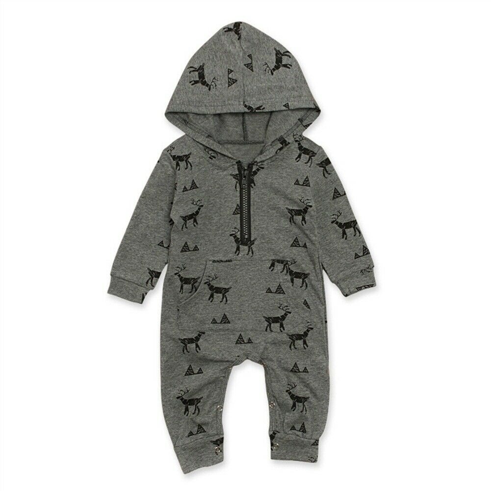 Kids Baby Baby Jongens Hooded Romper Cartoon Animal Print Lange Mouw Jumpsuit Kleding Outfits Een Stuk