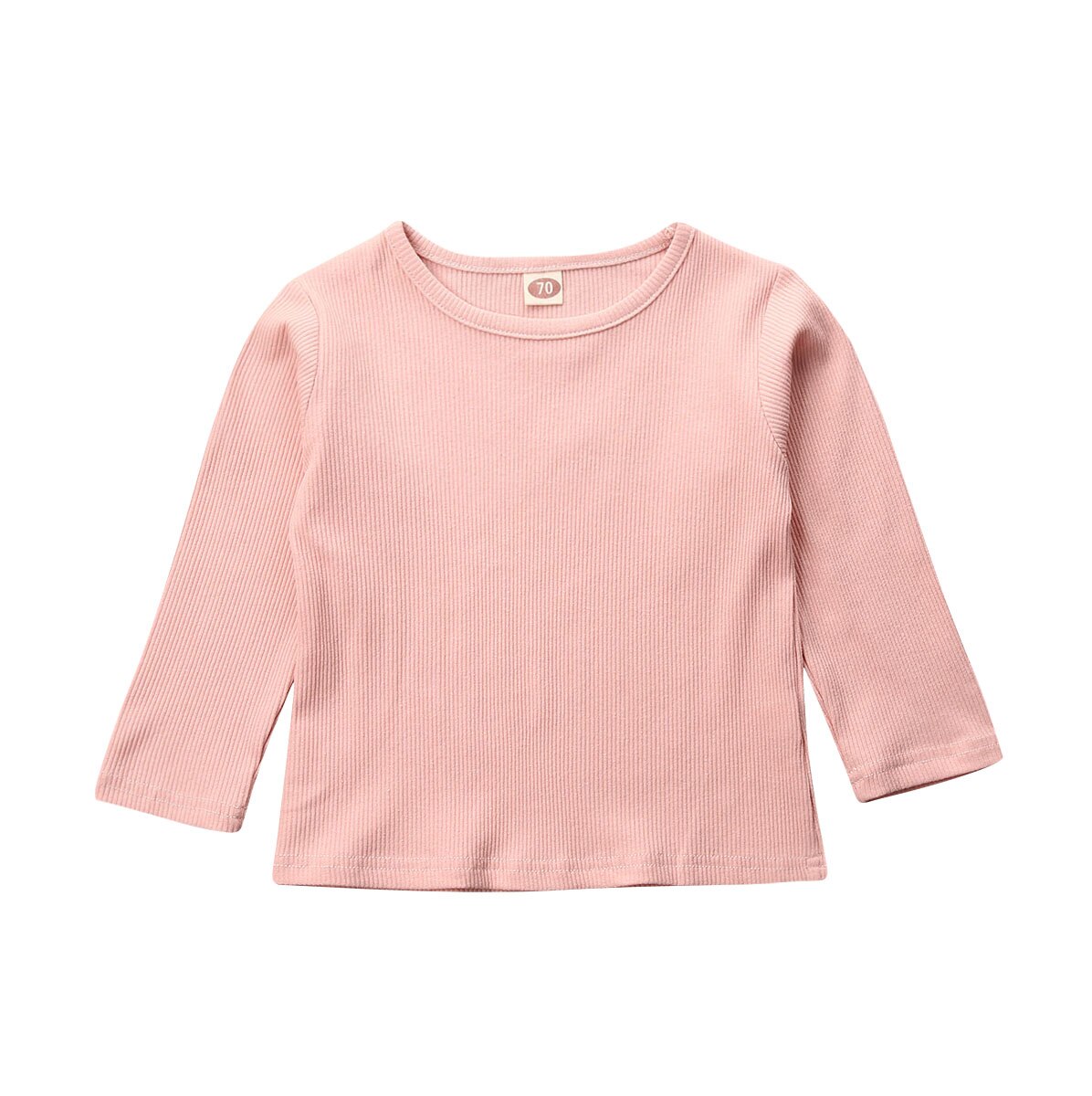 Capretto del bambino Appena nato Tollder Magliette E Camicette Vestiti 2020 Autunno Sof t del Cotone A Manica Lunga O-Collo camicia solido superiore: Colore rosa / 0-3M